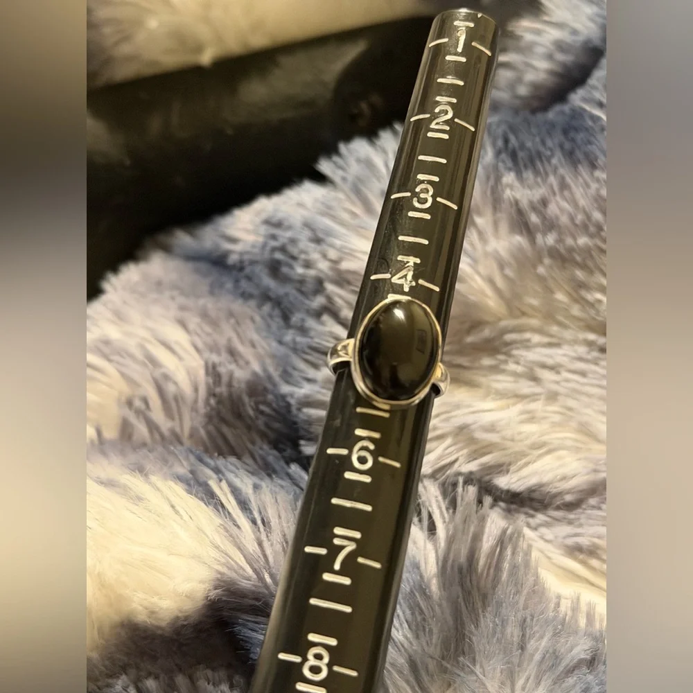 Sterling Silver Black Moon Stone Ring